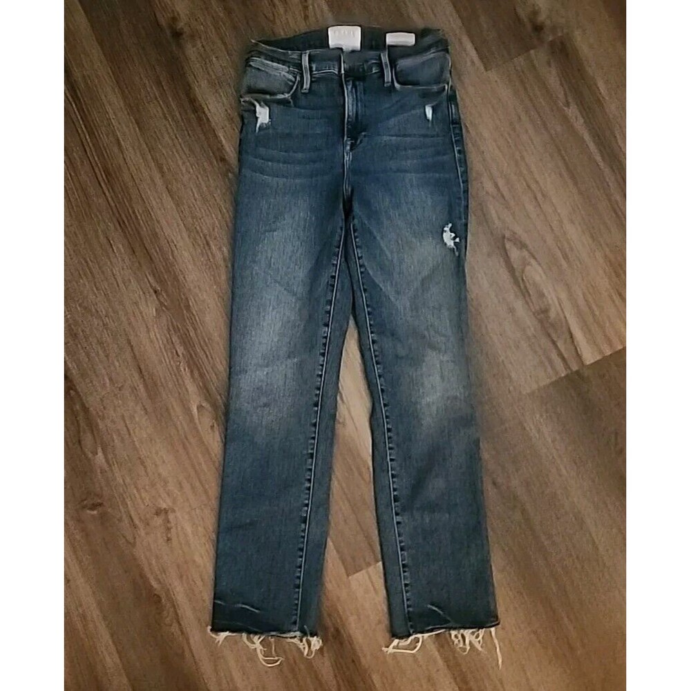 FRAME Jeans Womens 26 Blue Le High Straight Medium Wash Stretch Denim 26×27 - Picture 3 of 9